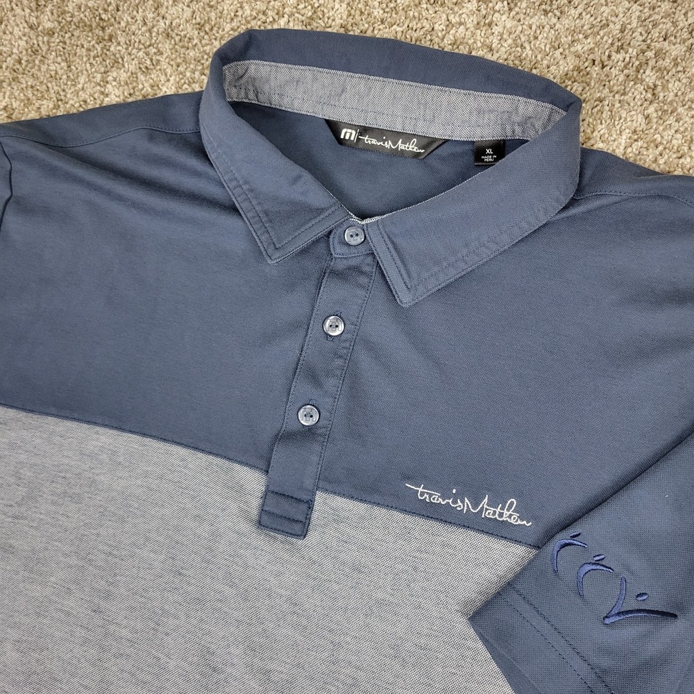 Travis Mathew Mens XL Gray Colorblock Performance Stretch Golf Polo SS